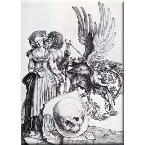 Coat Of Arms With A Skull 21x30 Streched Canvas Art by Durer, Albrecht 