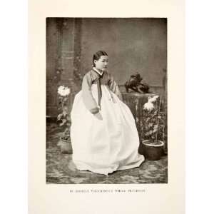  1907 Print Asia Costume Dress Petticoat Robe Korean Woman 