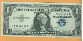 1957 A $1 Silver Certificate Blue Seal Bank Note #86A  
