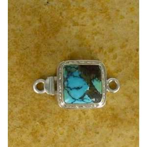  BLUE TURQUOISE STERLING CLASP CUSHION 13mm~ Everything 
