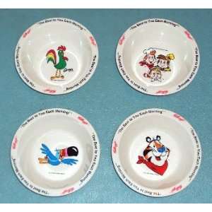   bowls, set of 4 / Toucan Sam; Snap, Crackle and Pop; Tony the Tiger