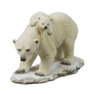  Polar Bear Carrying Baby Bear Statue 