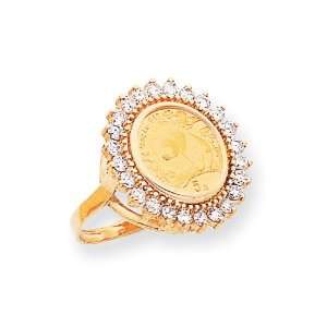  14k Gold Diamond Panda Coin Ring: Jewelry