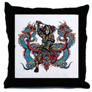    Throw Pillow Japanese Samurai with Dragons 