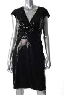 HOT NWT $420 CHETTA B BLACK SEQUIN COCKTAIL DRESS, 6!  