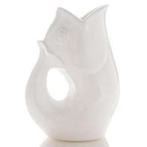  White Gurgle Pot 9 1/2 Inches Tall Drink Pitcher 