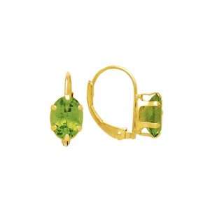    14K Yellow Gold Oval Shaped Peridot Earrings: Katarina: Jewelry