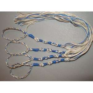  Tzitzits (Set of Four) White with Light Blue Thread 