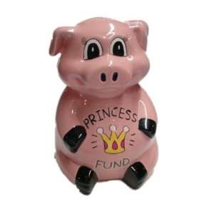  Princess Fund Ceramic Piggy Bank in Pink: Toys & Games