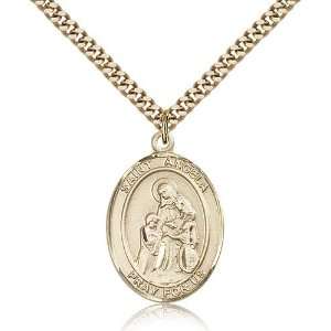  Gold Filled St. Saint Angela Merici Medal Pendant 1 x 3/4 