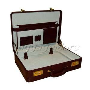 18 BURGUNDY HARD EXPANDABLE ATTACHE LEATHER BRIEFCASE  