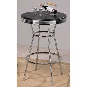  Bar Table with Chrome Plating and Black Top: Furniture 