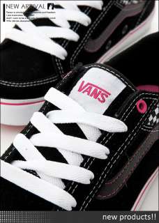 Vans Womens Aubree Slim Check Black/White/Pink Shoes #V208B  