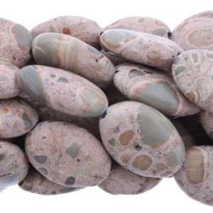  Beads   Pink Ocean Jasper  Oval Plain   18mm Height, 13mm 