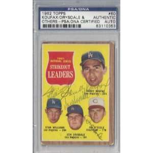  Sandy Koufax, Don Drysdale & Others Autographed 1962 Topps 