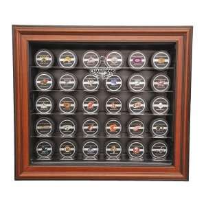   Stanley Cup Champs 30 Puck Cabinet Style Display Case, Brown: Sports