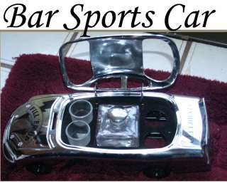 Sports Car Race Chrome Car Bar Car Roof Lifts Shot Glasses Booze 