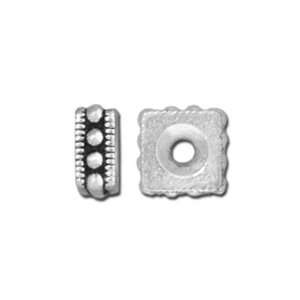  6mm Silver Beaded Pewter Square Spacers by Tierracast 