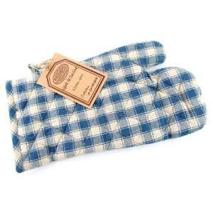  Blue gingham check traditional French oven mitt pot holder 