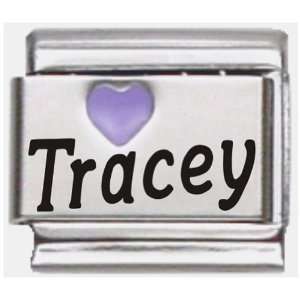  Tracey Purple Heart Laser Name Italian Charm Link Jewelry