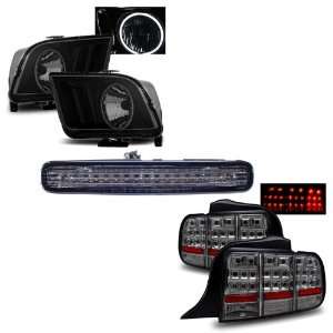 05 09 Ford Mustang Smoke CCFL Halo Headlights + LED 3RD Brake Light 