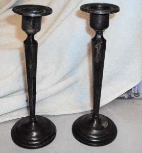   Silver 1915 Schmitz Moore & Co New Jersey Pair of Candlesticks  