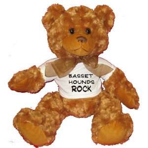  Basset Hounds Rock Plush Teddy Bear with WHITE T Shirt 