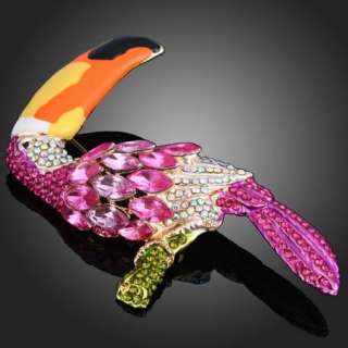 ARINNA Swarovski Crystal toucan bird fuchsia Brooch Pin  
