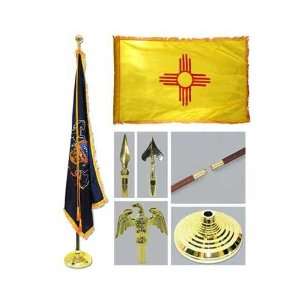  New Mexico 3ft x 5ft Flag Flagpole Base and Tassel: Patio 