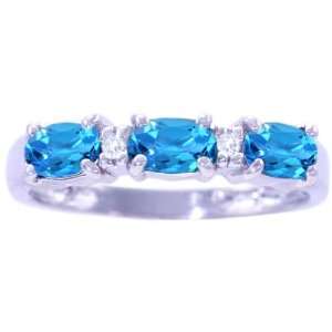   Gemstone and Diamond Ring Swiss Blue Topaz, size8.5 diViene Jewelry