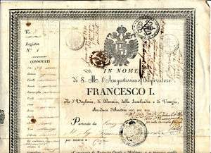 ITALY PASSPORT 1830 VENICE CORFU VIA FRANCE & LIVORNO  