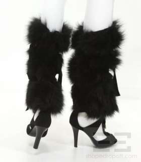 Louis Vuitton Black Suede & Fox Fur Anastasia Sandal Boots Size 38 NEW 