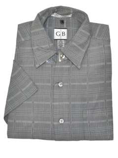 NEW Geoffrey Beene Mens Short Sleeve Button Dress Shirt Plaid Print 