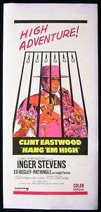 HANG EM HIGH 1968 Clint Eastwood Linen backed poster  