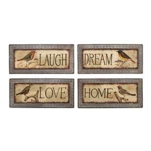  Set of 4 wall Plaques / signs Inspirational Metal Kitchen 