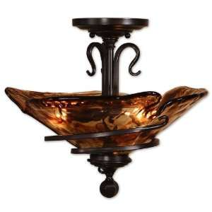 Vitalia, 3 Lt Semi Flush Mount by Uttermost   Oil Rubbed Bronze Metal 