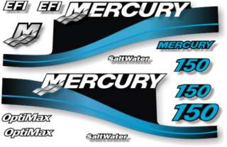 Mercury outboard 150hp Optimax Blue decals graphics  