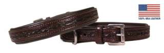 Hand Tooled Barbwire Padded Dog Collar USA Leather 16  
