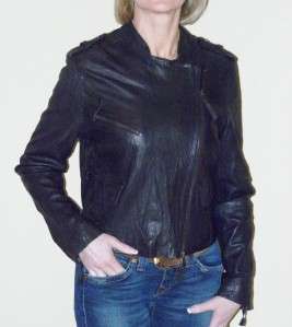 BAGATELLE Brown Crinckled Leather Zip Front Jacket 12 NWT  