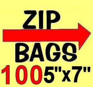 100 5 x 7 ziploc small Plastic Bags Baggies Jewelry 5x7  