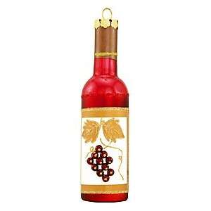  Burgundy Wine Bottle with Gold Leaves Ornament