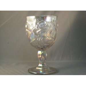  Tall Lilac Carnival Glass Raised Rose Water Goblet Hand 