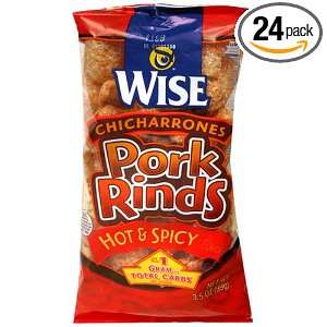 Wise Snacks Pork Rinds, Hot and Spicy, 3.5 Ounce Bags (Pack of 24 