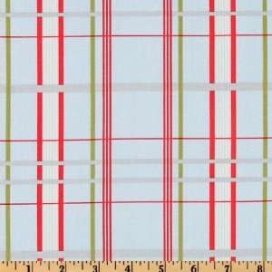  44 Wide Country Lane Plaid Light Blue/Red Fabric By The 