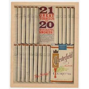  1961 Chesterfield Cigarette 21 Great Tobaccos Makes 20 
