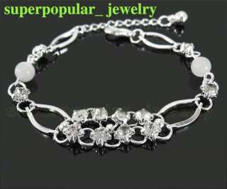 Fashion girl silver Crystal Bracelet White B1013W  