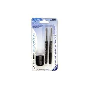  2 Eyeliner/Brow Pencils Black w/ Sharpener   For Precise 