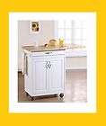 Kitchen Island Drop Leaf Cart with Chopping Block   White   Brand New