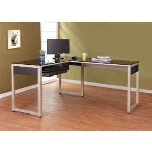   Home Elegance 4867 Network L Shape Computer Desk With Glass Top Home