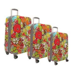 Luggage America HD 3200 3 AQ Olympia Blossom 3 pc Hard case Travel Set 
